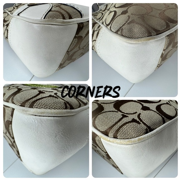 Y2K Coach F14724 Limited Ed. Green White Scarf Wallet Bleecker Daisy Tote Bag - Picture 12 of 16